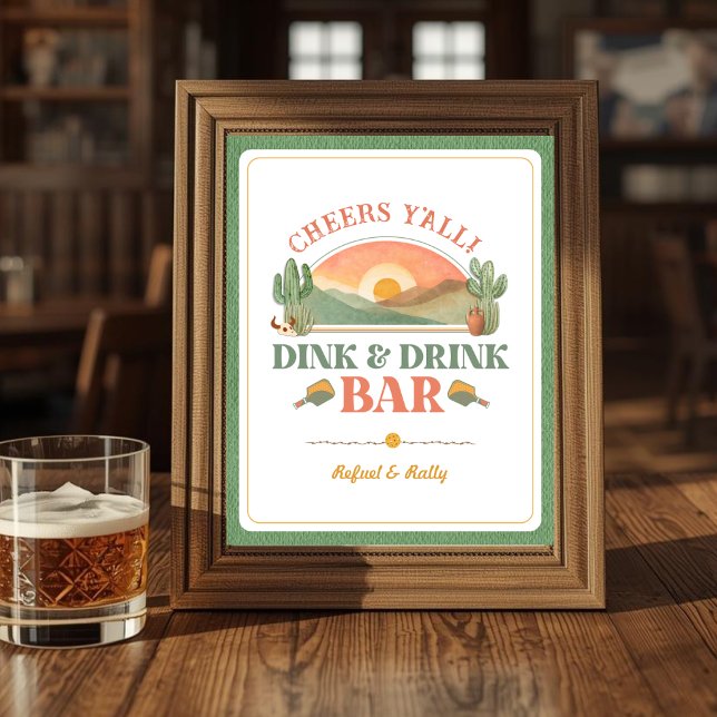 Retro Western Pickleball Dink & Drink Bar Sign (Creator Uploaded)
