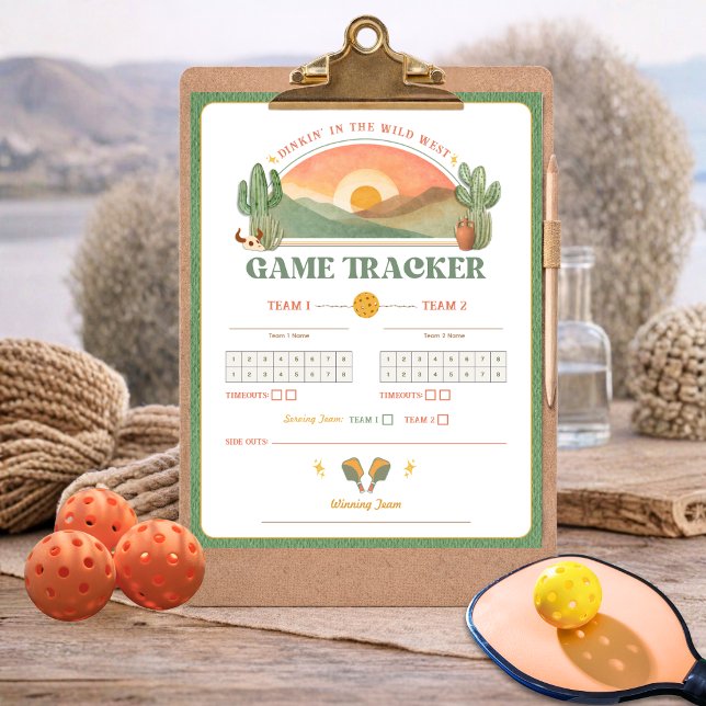 Retro Western Pickleball Game Tracker Sheet  Poster (Creator Uploaded)