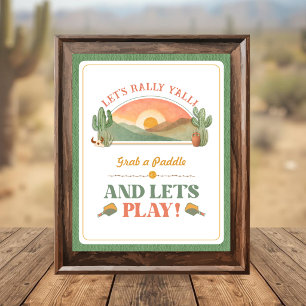 Retro Western Pickleball Ready to Rally Sign