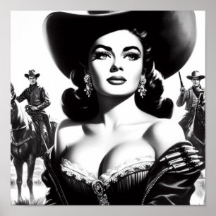 Retro Western Pin-up Poster