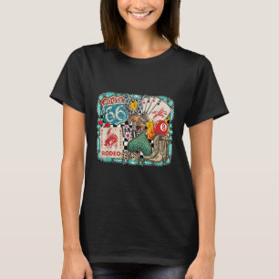 Retro Western Rodeo Cowboy Giddy Up Turquoise  T-Shirt