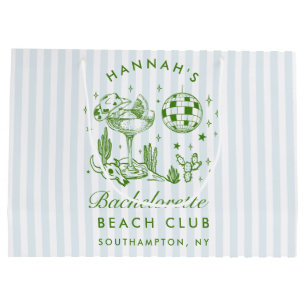 Retro Western Vintage Blue Bachelorette Large Gift Bag