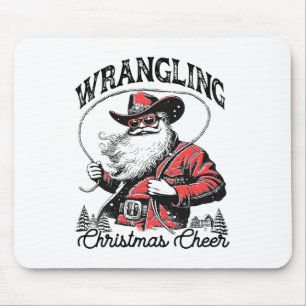 Retro Western Xmas Wrangling Christmas Cheer Santa Mouse Pad