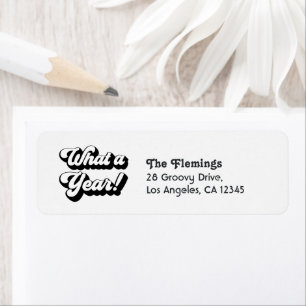 Retro "What a Year!" Holiday Return Address Label