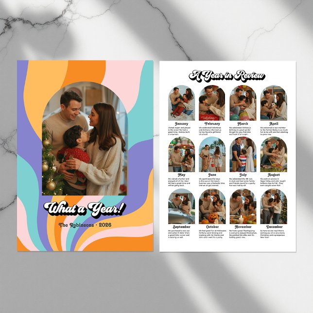 Retro What a Year Year in Review Holiday Photo Card (Retro What a Year Year in Review Holiday Photo)