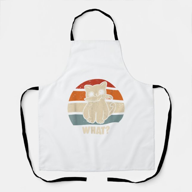 Retro What Cat Knife Meow Kitty Funny Cats Mum And Apron (Front)