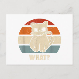 Retro What Cat Knife Meow Kitty Funny Cats Mum And Holiday Postcard