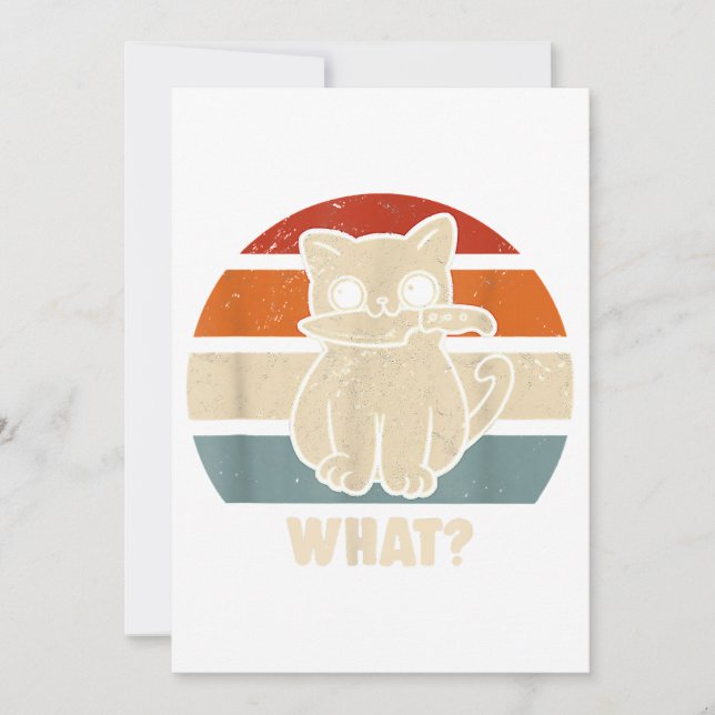 Retro What Cat Knife Meow Kitty Funny Cats Mum And Invitation (Front)