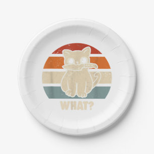 Retro What Cat Knife Meow Kitty Funny Cats Mum And Paper Plate
