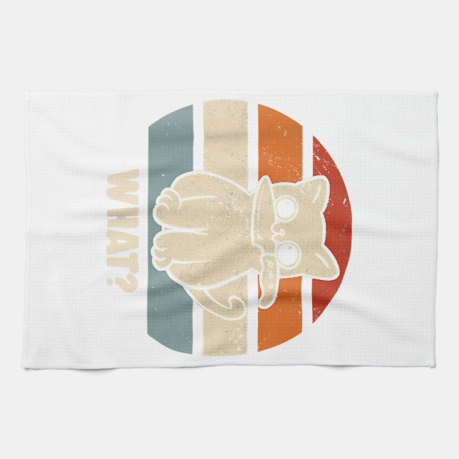 Retro What Cat Knife Meow Kitty Funny Cats Mum And Tea Towel (Horizontal)