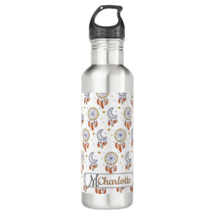 Retro Whimsical Boho Pattern Monogram Name 710 Ml Water Bottle