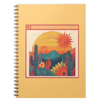Retro Whimsical Boho Style Sunset Landscape Notebook