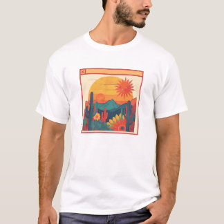 Retro Whimsical Boho Style Sunset Landscape T-Shirt