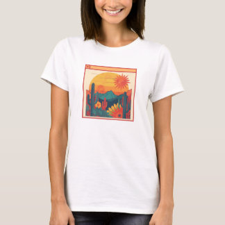 Retro Whimsical Boho Style Sunset Landscape T-Shirt