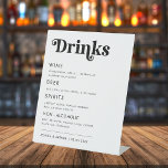 Retro Whimsical Bold Script Wedding Bar Drink Menu Pedestal Sign<br><div class="desc">This elegant drink sign would make a great addition to your wedding supplies! Easily change the text by clicking on the "personalise" option.</div>