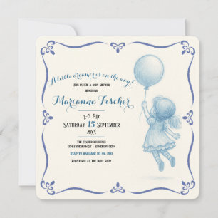 Retro whimsical Girl's Baby Shower Invitation