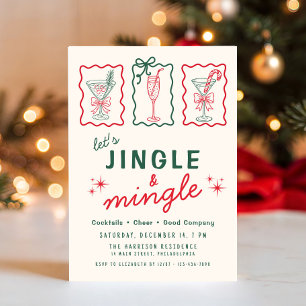 Retro Whimsical Jingle Mingle Christmas Party Invitation