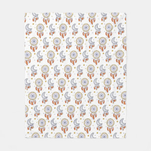 Retro Whimsical Mandala Boho Pattern  Fleece Blanket