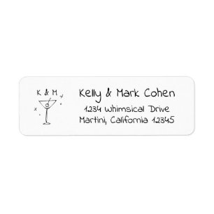 Retro Whimsical Martini Hand Drawn Return Address Label