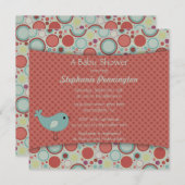 Retro whimsical polka dots baby shower invitation (Front/Back)