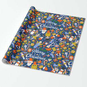 Retro Whimsical Santa Elf Dancer Nutcracker Print Wrapping Paper