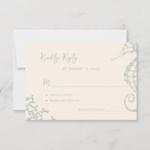 Retro whimsical script beach destination wedding RSVP card