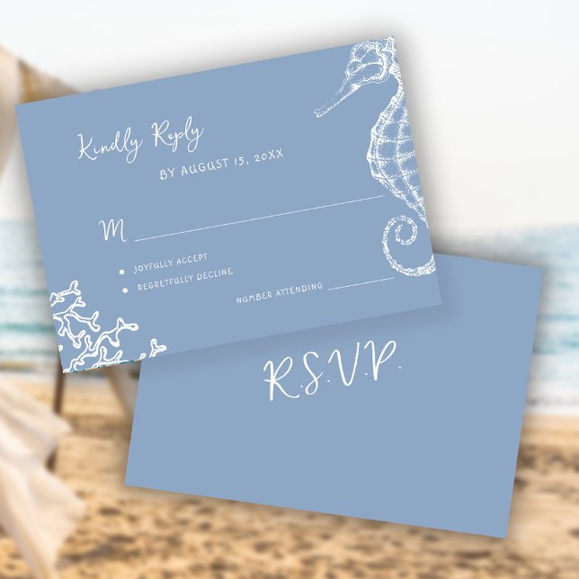 Retro whimsical script beach destination wedding RSVP card (Creator Uploaded)