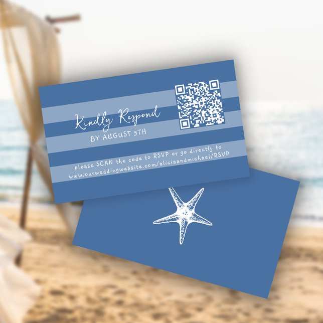 Retro whimsical summer beach QR code online RSVP Enclosure Card (This is a MINI CARD. bigger sizes available)