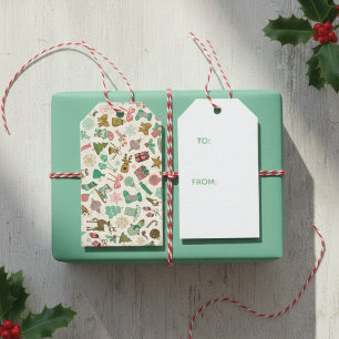 Retro Whimsy Ornaments Christmas Gift Tags