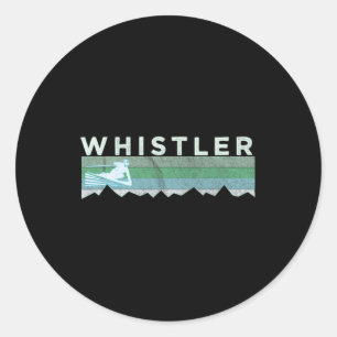 Retro Whistler Bc Canada Distressed Skiing Classic Round Sticker