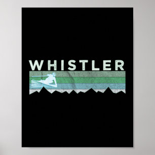 Retro Whistler Bc Canada Distressed Skiing Poster