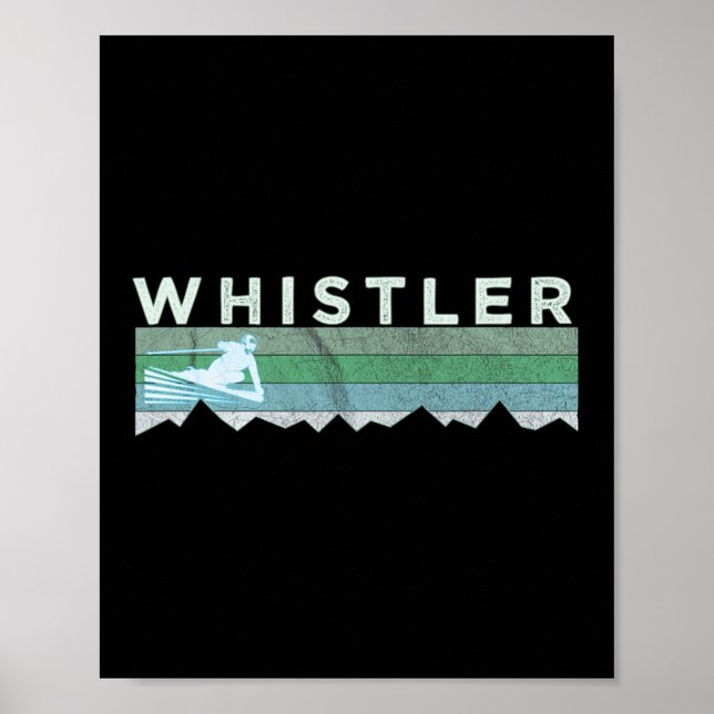 Retro Whistler Bc Canada Distressed Skiing  Poster (Front)
