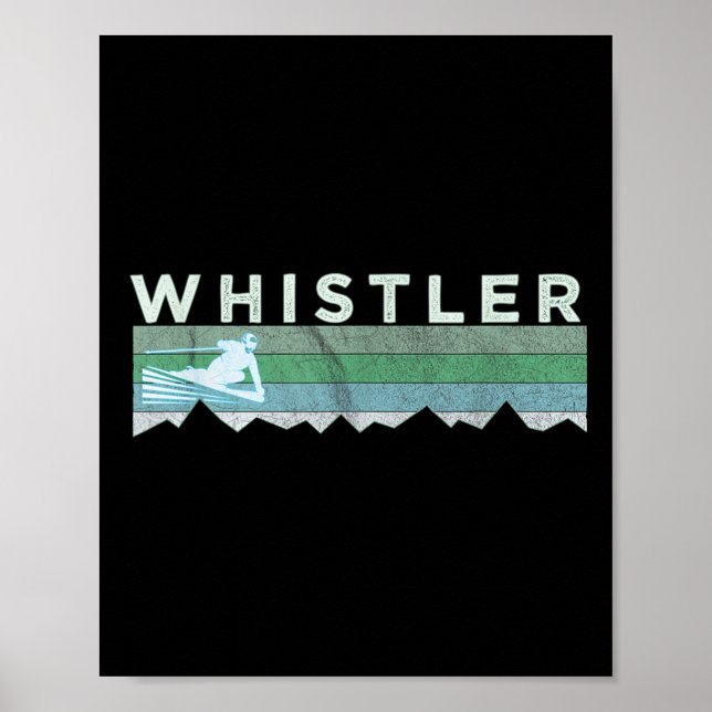 Retro Whistler Bc Canada Distressed Skiing  Poster (Front)