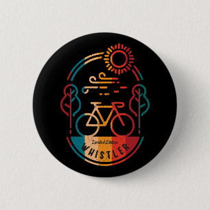 Retro Whistler Bike Trail. 6 Cm Round Badge