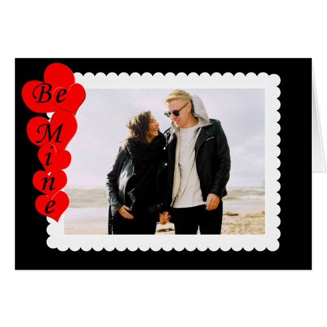 Retro White and Black Valentine Frame Custom Photo (Front Horizontal)