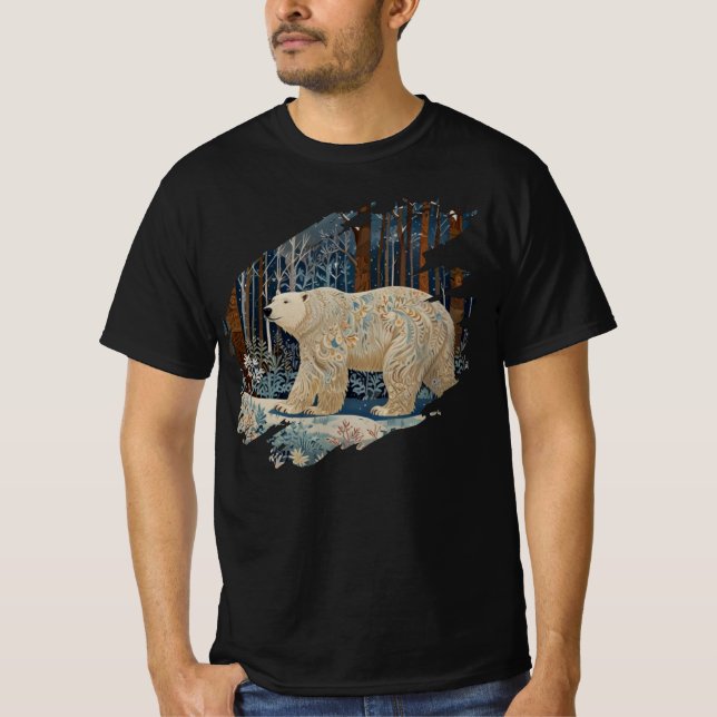 Retro white bear boho winter woodland forest T-Shirt (Front)