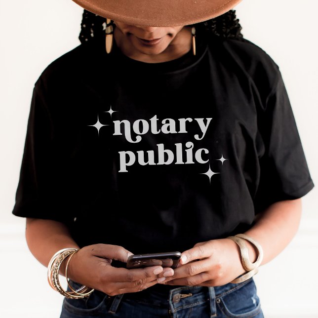 Retro White Chic Sparkles Notary Public T-Shirt (Creator Uploaded)