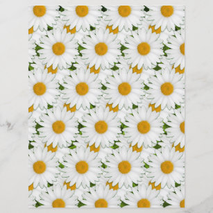 Retro White Daisies Sunny Floral Art Craft Paper