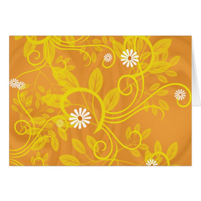Retro White Daisy on Yellow Blank Inside  (Front Horizontal)