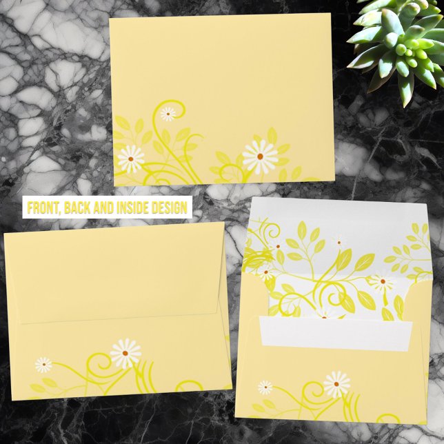 Retro White Daisy Special Occasion Mailing Envelopes (entire envelope design)