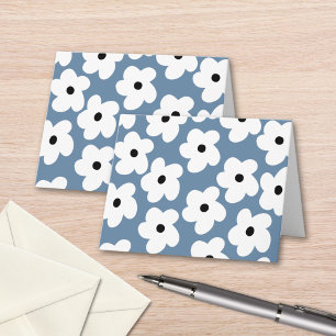 Retro White Flowers Note Card