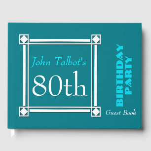 Retro White Frame 80th Birthday Guest Book