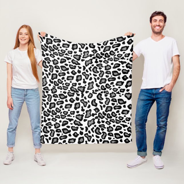 Retro White Leopard Pattern Fleece Blanket Gift (In Situ)
