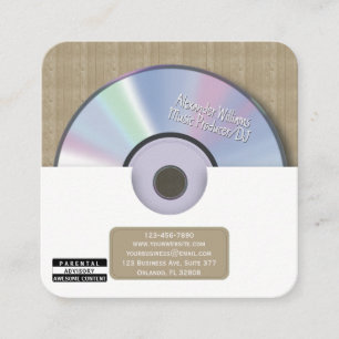Retro White Music Producer CD DJ Square Business Card