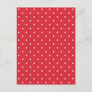 Retro white polka dots on red background postcard