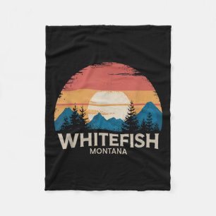 Retro Whitefish Montana Ski Lodge Winter Adventure Fleece Blanket