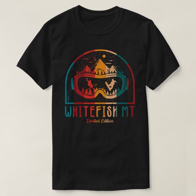 Retro Whitefish Mountain Ski Adventure T-Shirt (Design Front)