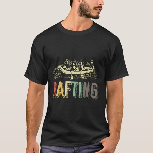 Retro Whitewater Rafting River Water Sports Rafter T-Shirt (Front)
