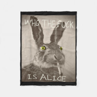 Retro Who The F_ck Is Alice Funny Rabbit Fleece Blanket