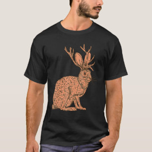 Retro Wild Animal Jackrabbit With Antelope Horns J T-Shirt